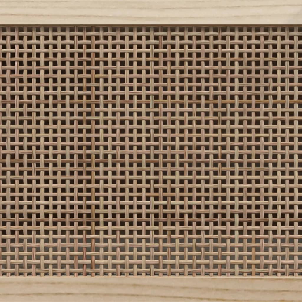 fekete tömör fenyő/természetes rattan tálalószekrény 60x30x70cm