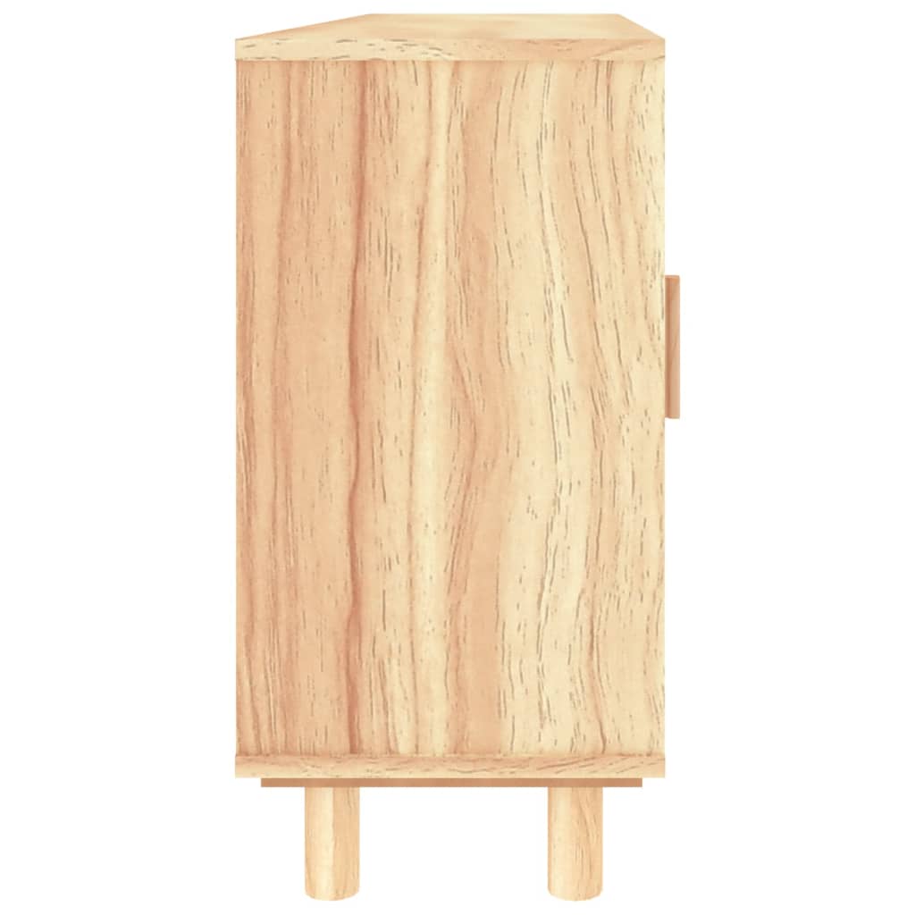 barna tömör fenyő/természetes rattan tálalószekrény 105x30x60cm