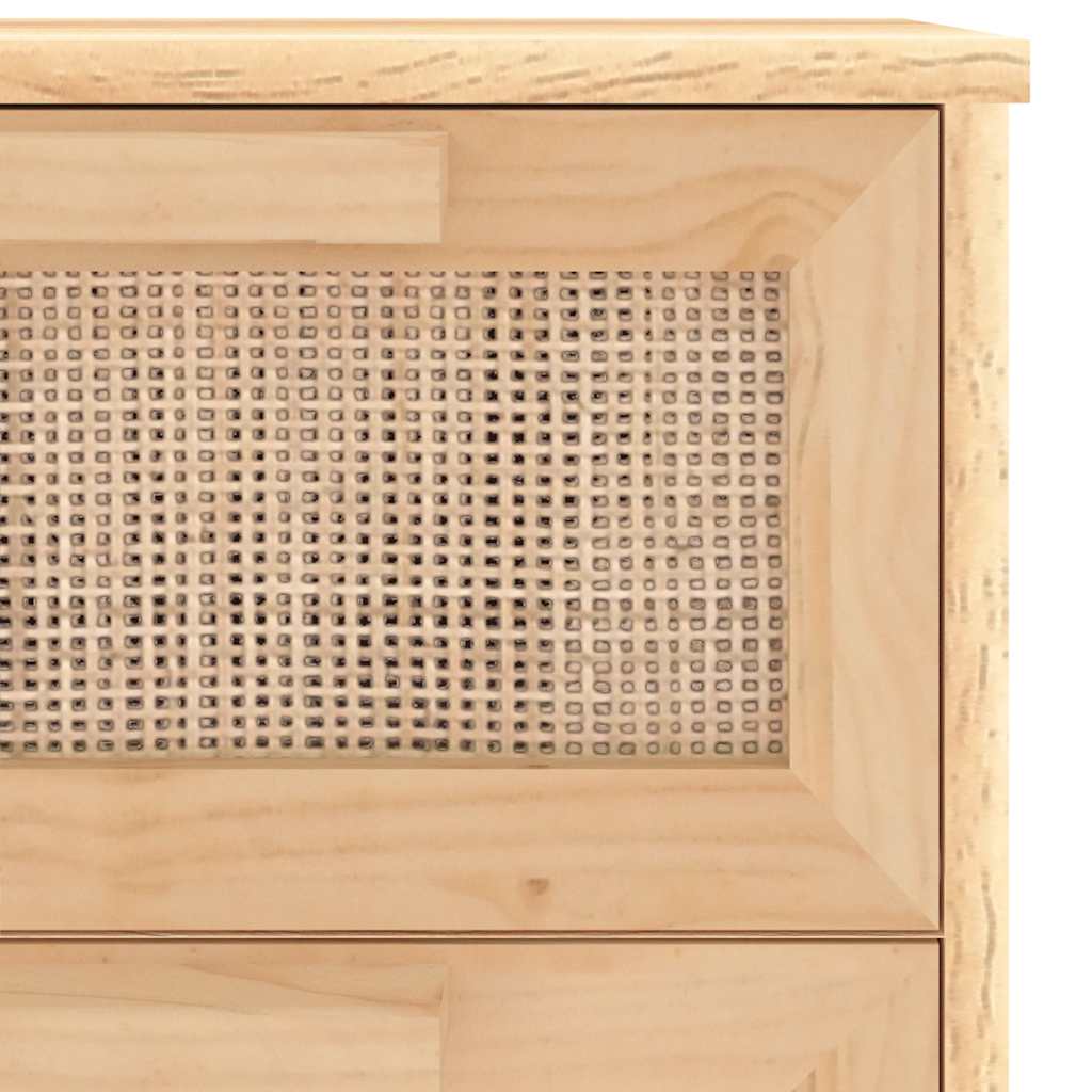 barna tömör fenyő/természetes rattan tálalószekrény 40x30x90 cm