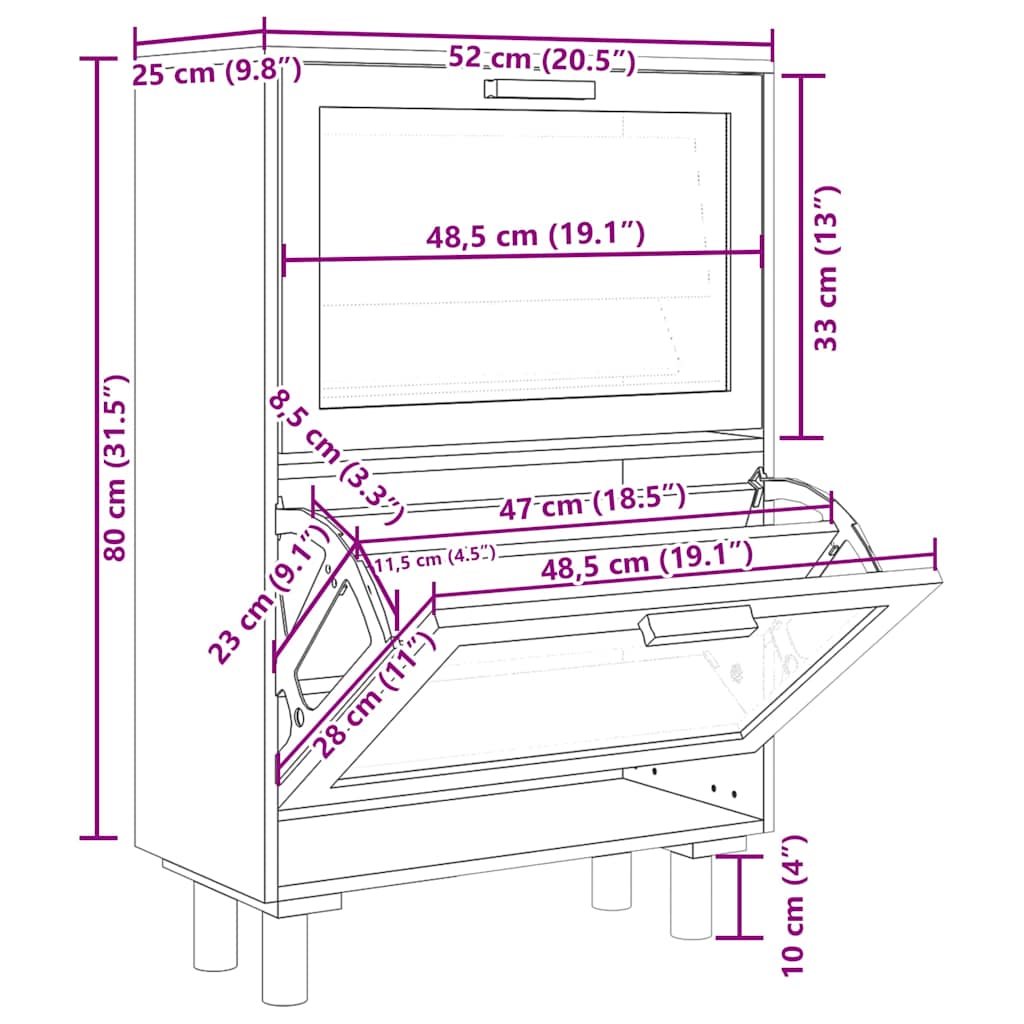 fekete szerelt fa és természetes rattan cipőszekrény 52x25x80cm
