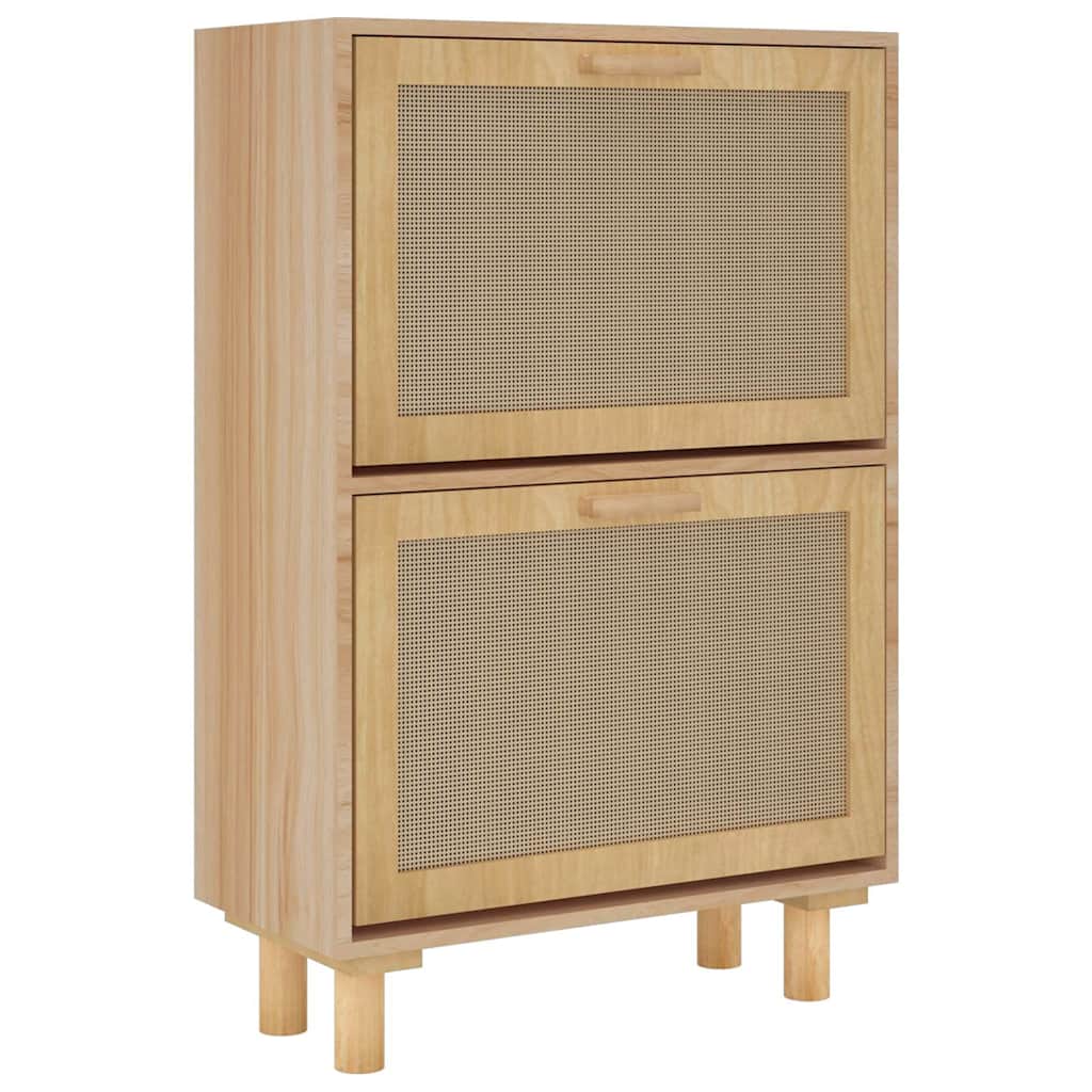 barna szerelt fa és természetes rattan cipőszekrény 52x25x80 cm