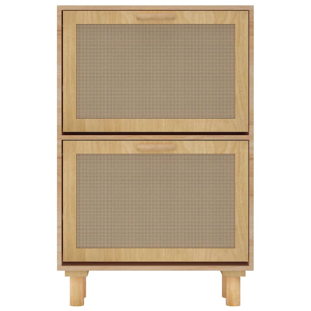barna szerelt fa és természetes rattan cipőszekrény 52x25x80 cm