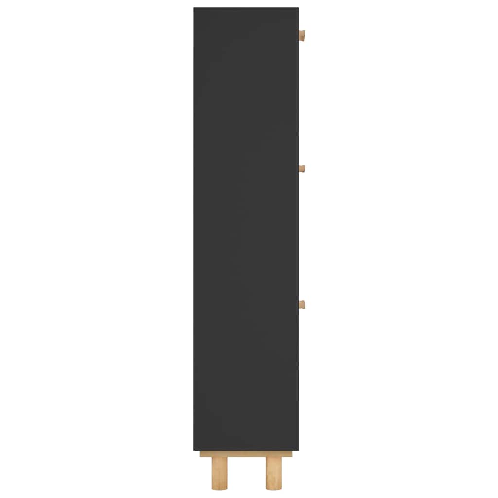 fekete szerelt fa és természetes rattan cipőszekrény 52x25x80cm