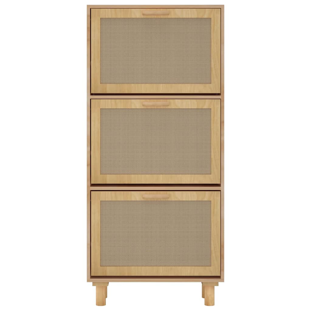 barna szerelt fa és természetes rattan cipőszekrény 52x25x80 cm