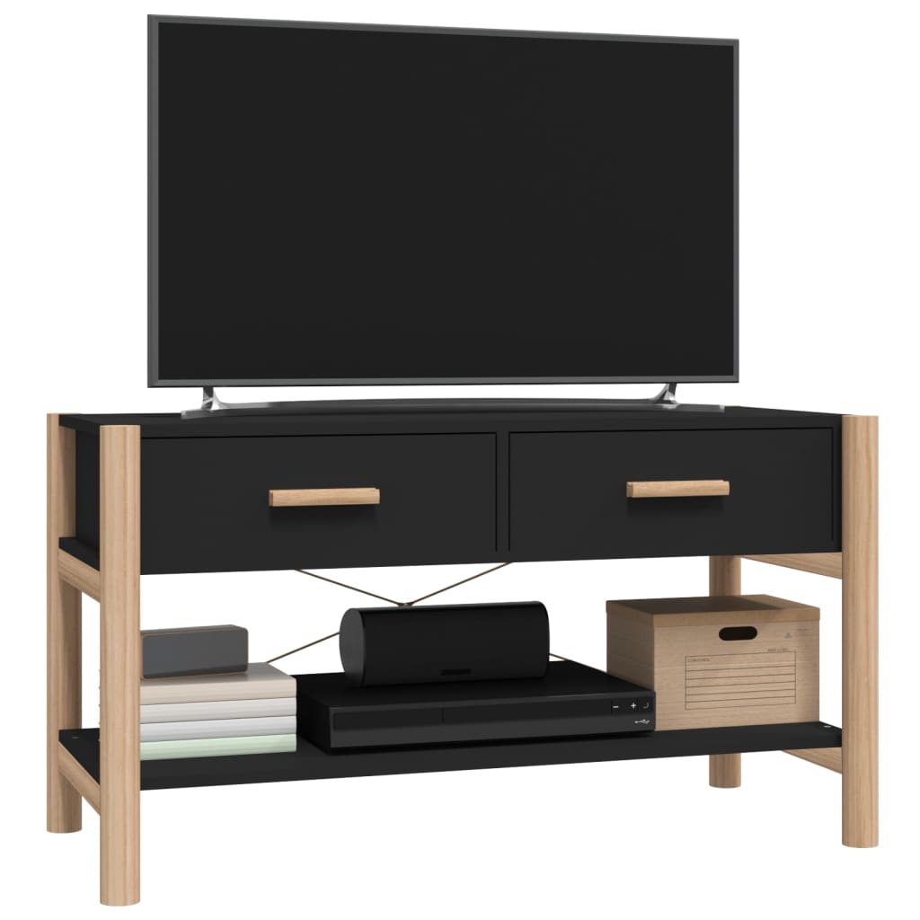 fekete szerelt fa TV-szekrény 82x38x45 cm
