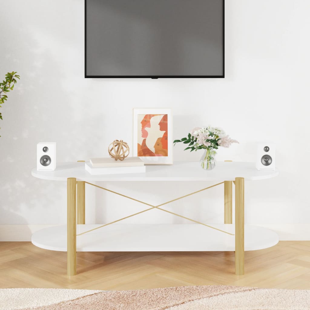 fehér szerelt fa dohányzóasztal 110 x 48 x 40 cm