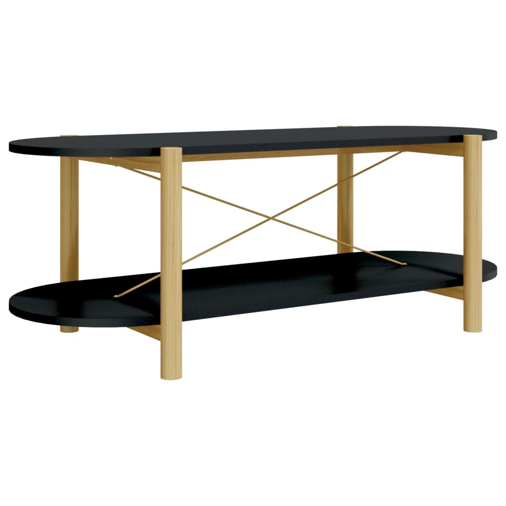fekete szerelt fa dohányzóasztal 110x48x40 cm