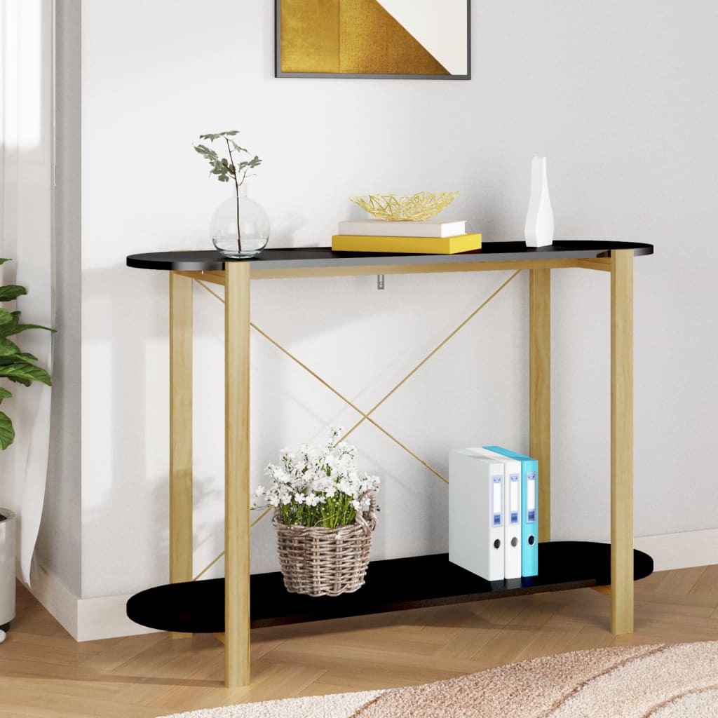 fekete szerelt fa tálalóasztal 110 x 38 x 75 cm