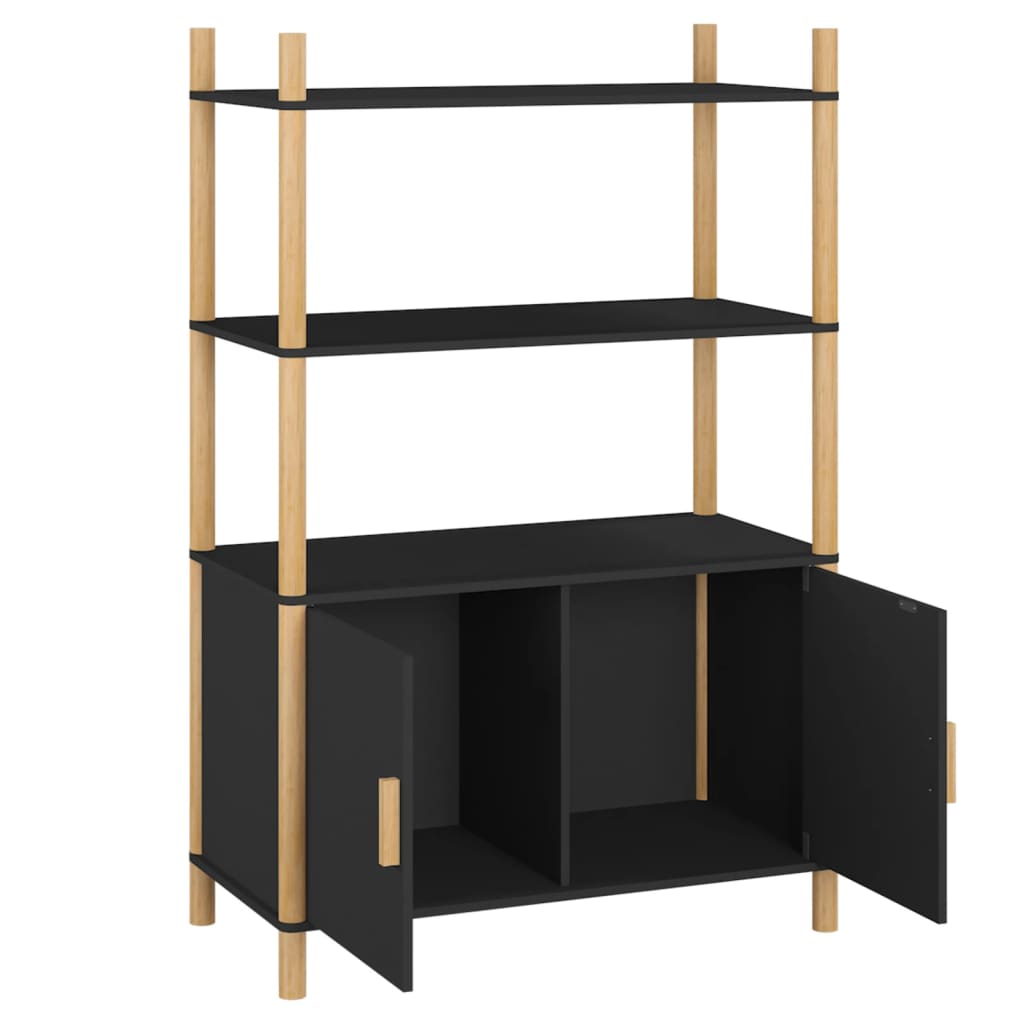 fekete szerelt fa magasszekrény 80x40x121 cm