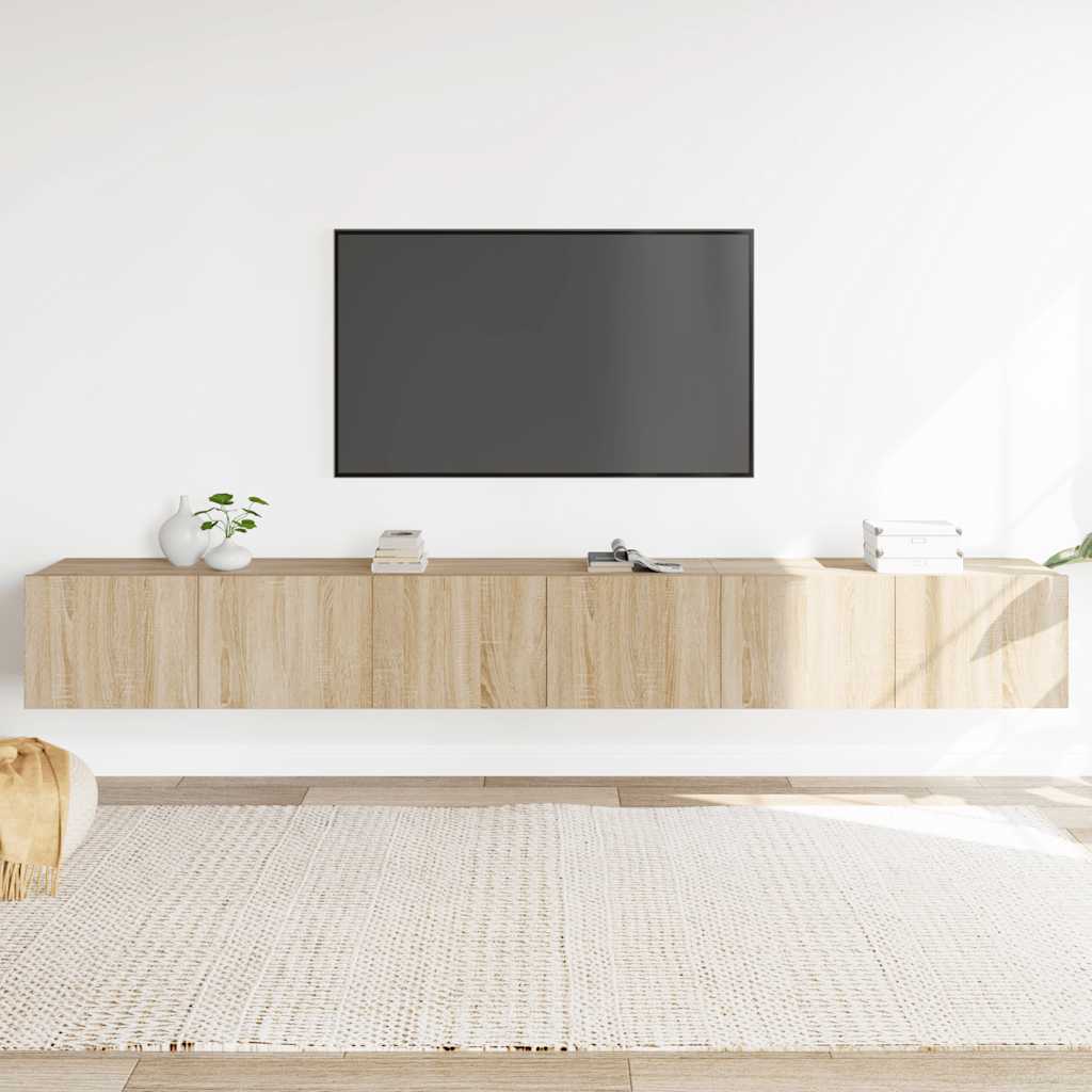 3 részes sonoma tölgy színű szerelt fa TV-szekrényszett