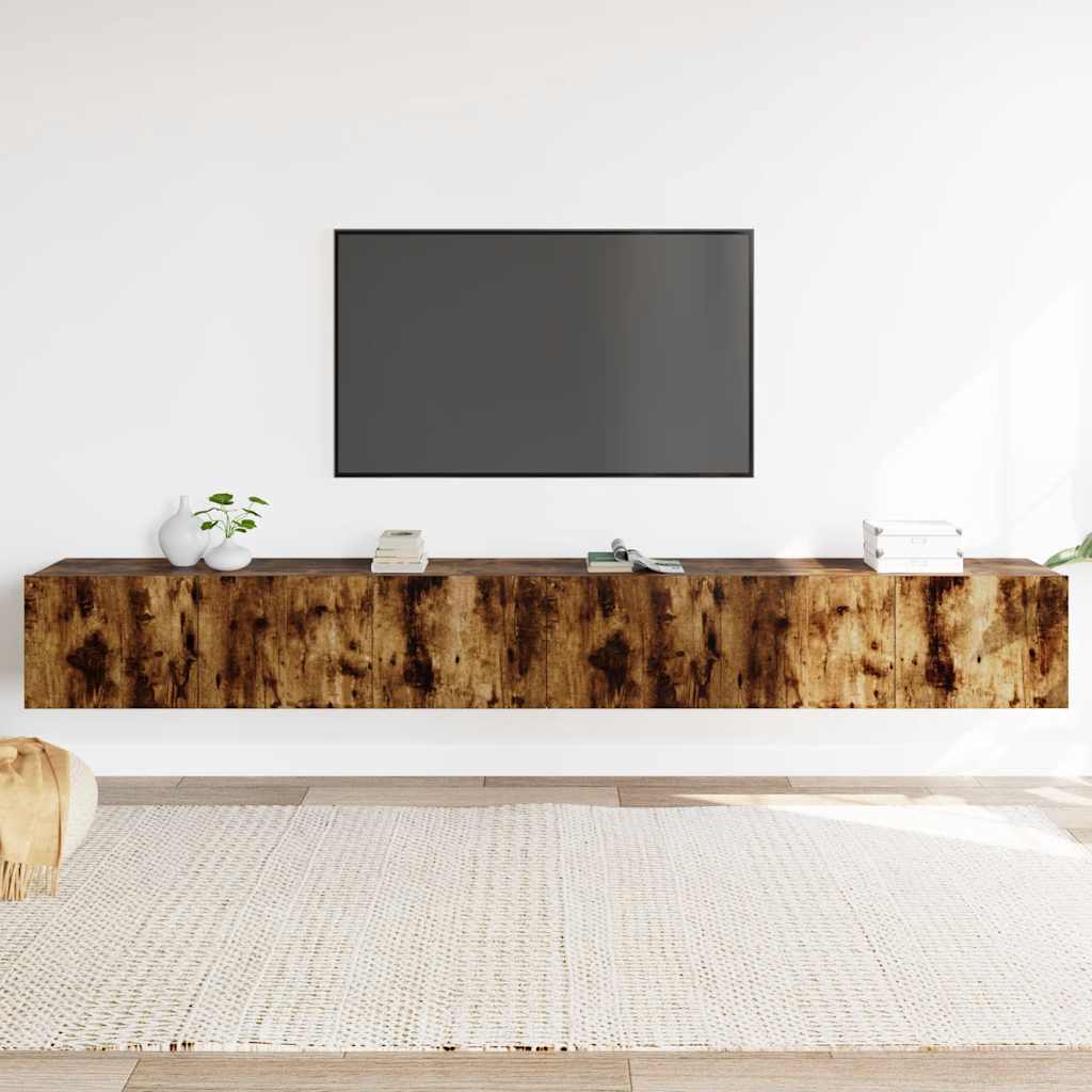 3 részes füstös tölgy színű szerelt fa TV-szekrényszett