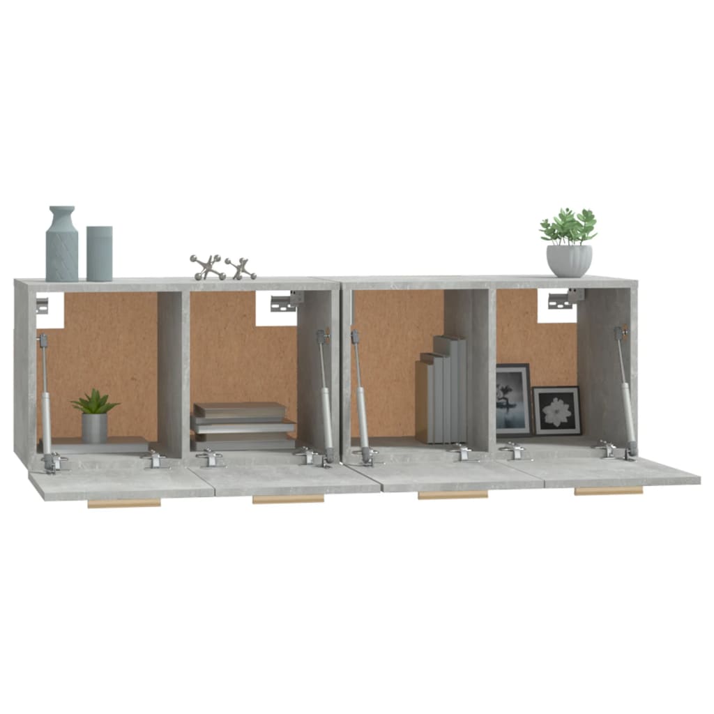 2 db betonszürke szerelt fa faliszekrény 60x36,5x35 cm