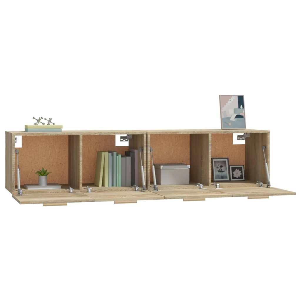 2 db sonoma tölgy színű szerelt fa faliszekrény 80x35x36,5 cm