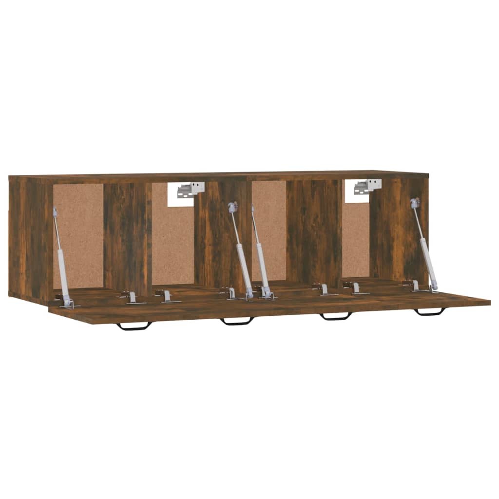 2 db füstös tölgy színű szerelt fa faliszekrény 80x35x36,5 cm