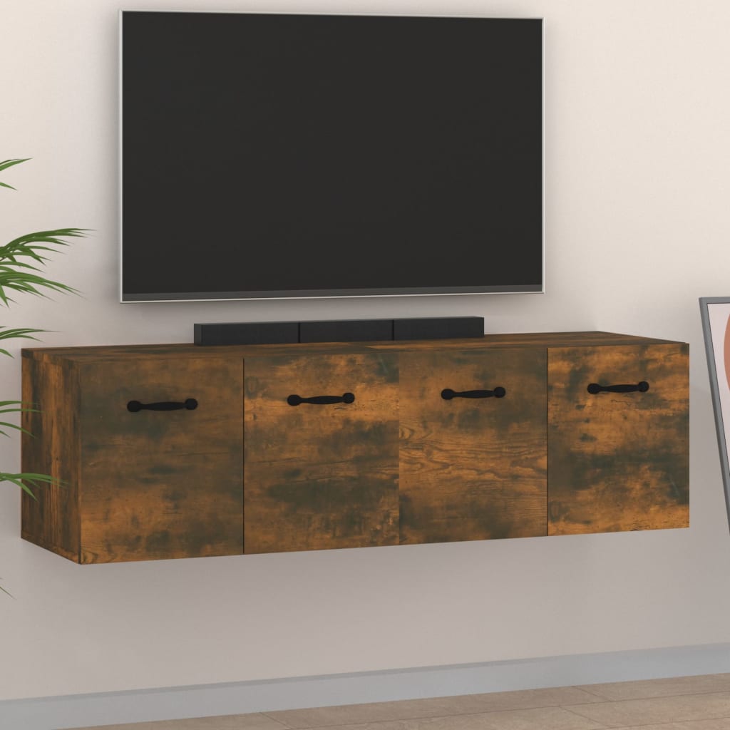 2 db füstös tölgy színű szerelt fa faliszekrény 80x35x36,5 cm