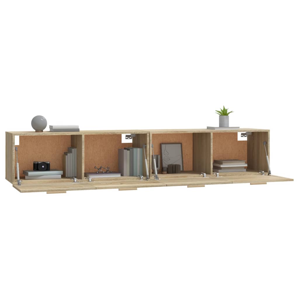 2 db sonoma tölgy színű szerelt fa faliszekrény 100x36,5x35 cm