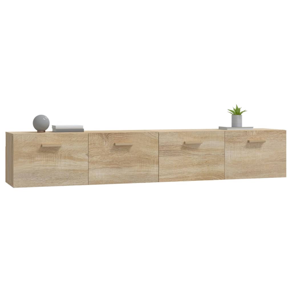 2 db sonoma tölgy színű szerelt fa faliszekrény 100x36,5x35 cm