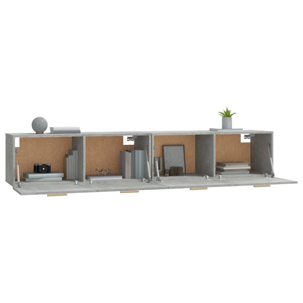 2 db betonszürke szerelt fa faliszekrény 100 x 36,5 x 35 cm