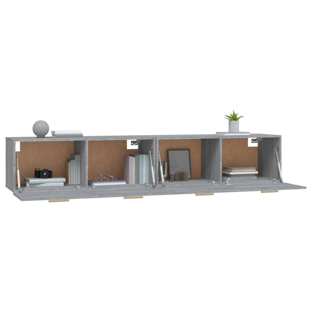 2 db szürke sonoma színű szerelt fa faliszekrény 100x36,5x35 cm