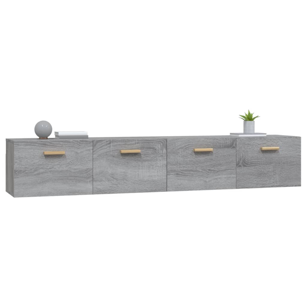 2 db szürke sonoma színű szerelt fa faliszekrény 100x36,5x35 cm