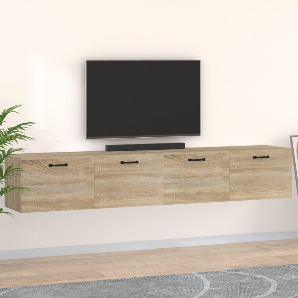 2 db sonoma tölgy színű szerelt fa faliszekrény 100x36,5x35 cm