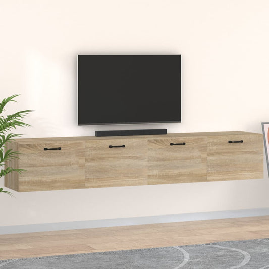 2 db sonoma tölgy színű szerelt fa faliszekrény 100x36,5x35 cm