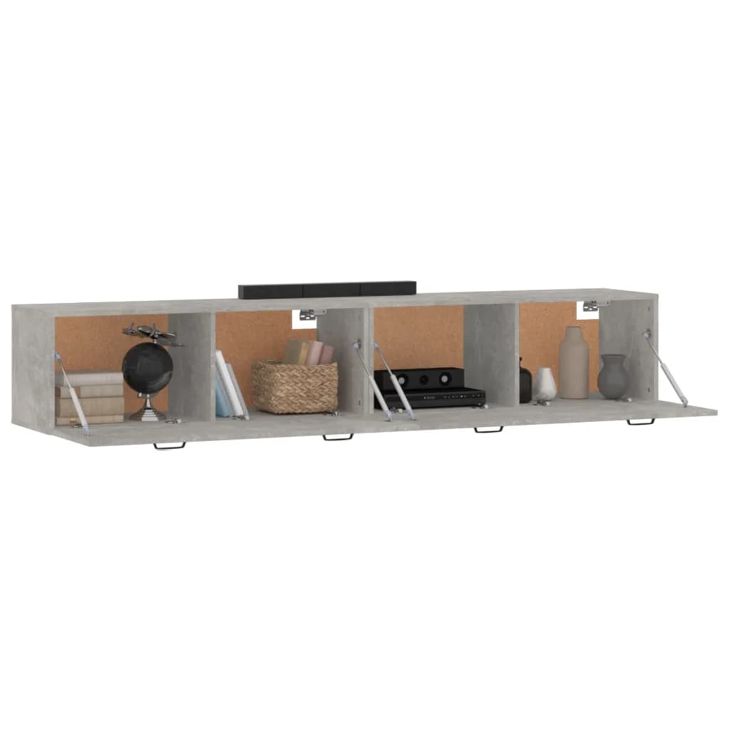 2 db betonszürke szerelt fa faliszekrény 100 x 36,5 x 35 cm