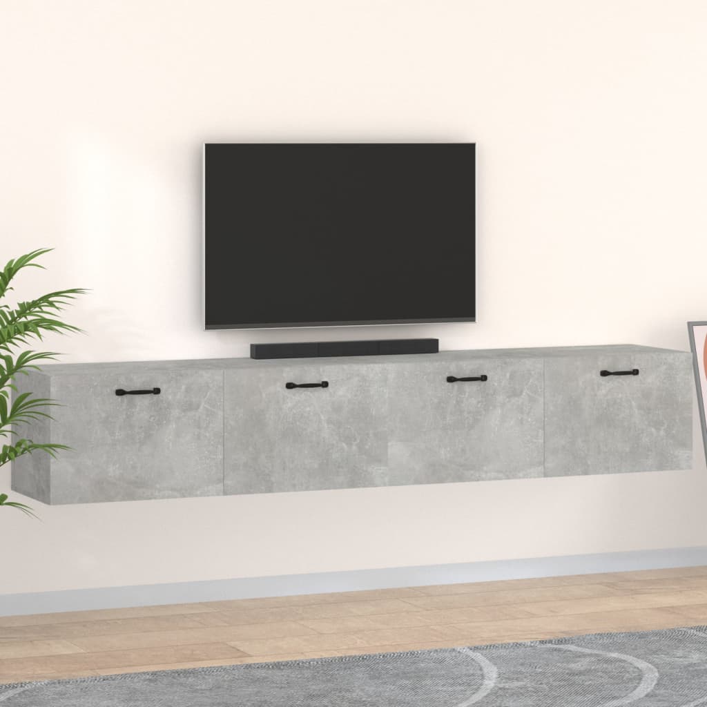 2 db betonszürke szerelt fa faliszekrény 100 x 36,5 x 35 cm