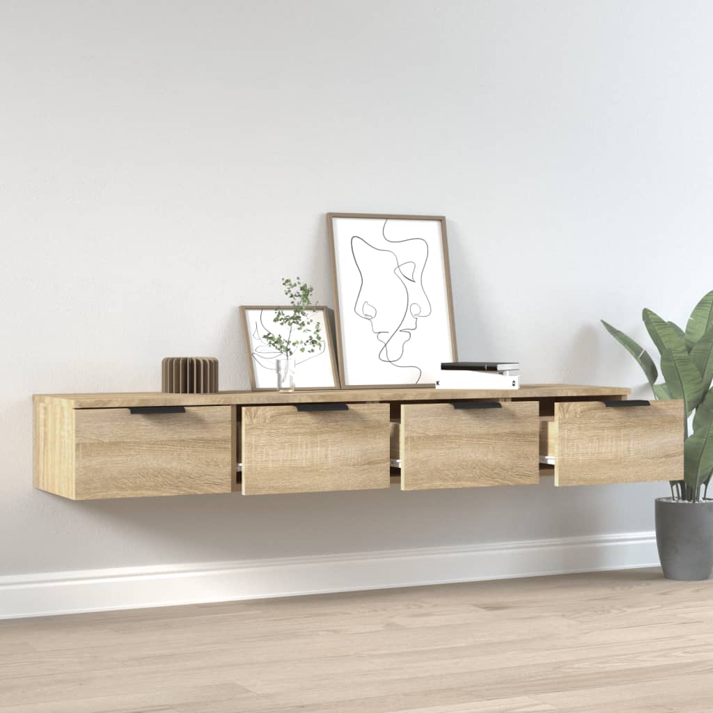 2 db sonoma tölgyszínű szerelt fa fali szekrény 68x30x20 cm