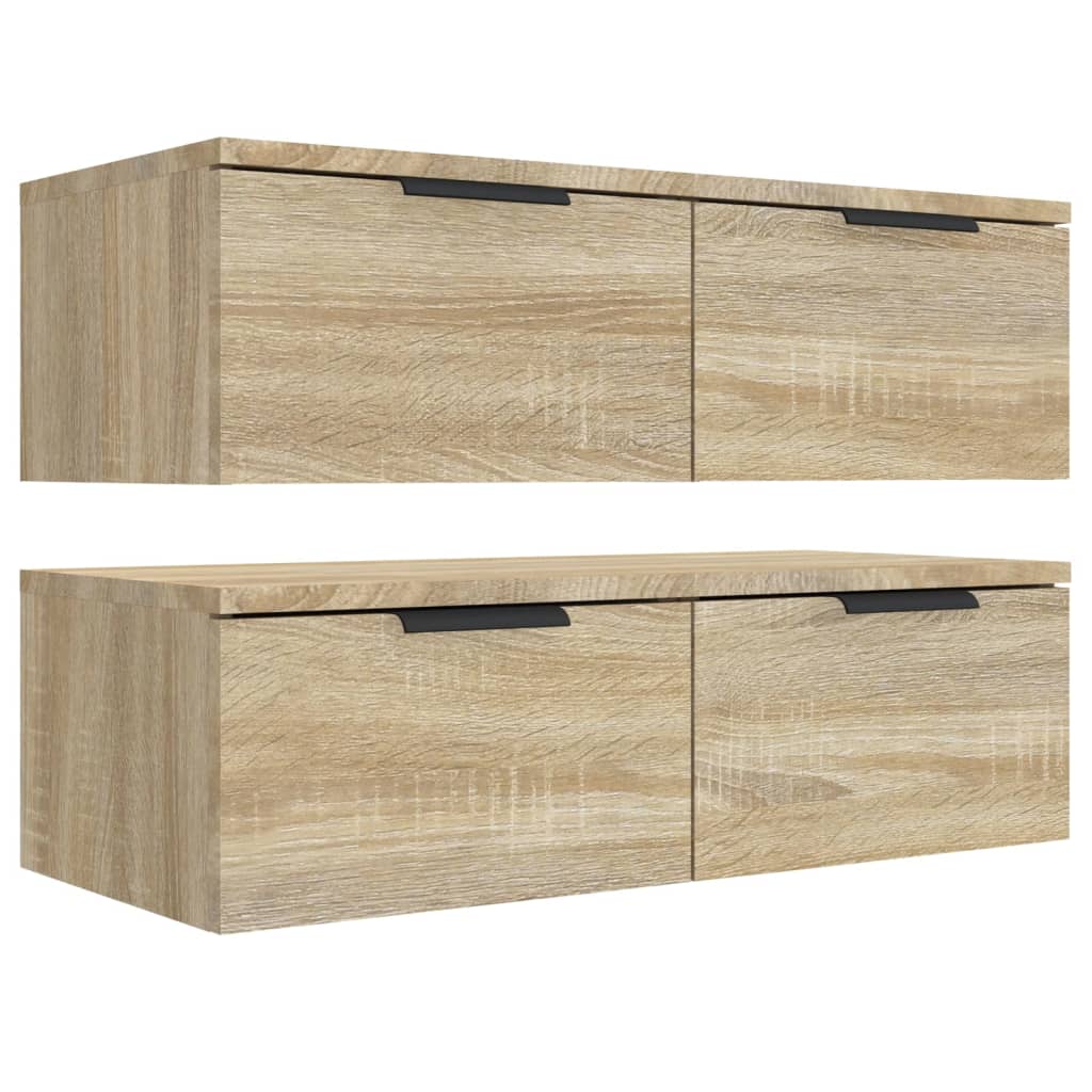 2 db sonoma tölgyszínű szerelt fa fali szekrény 68x30x20 cm