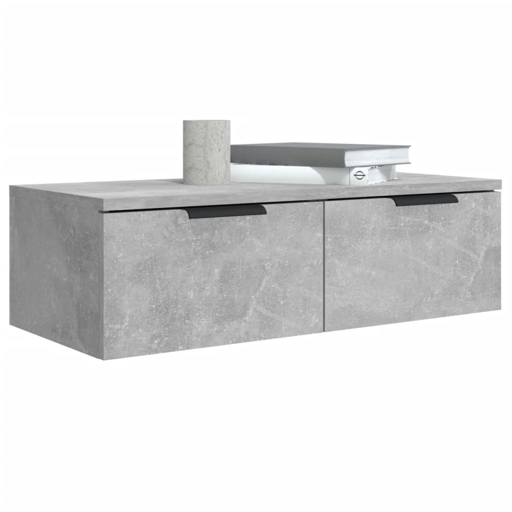 2 db betonszürke szerelt fa fali szekrény 68 x 30 x 20 cm