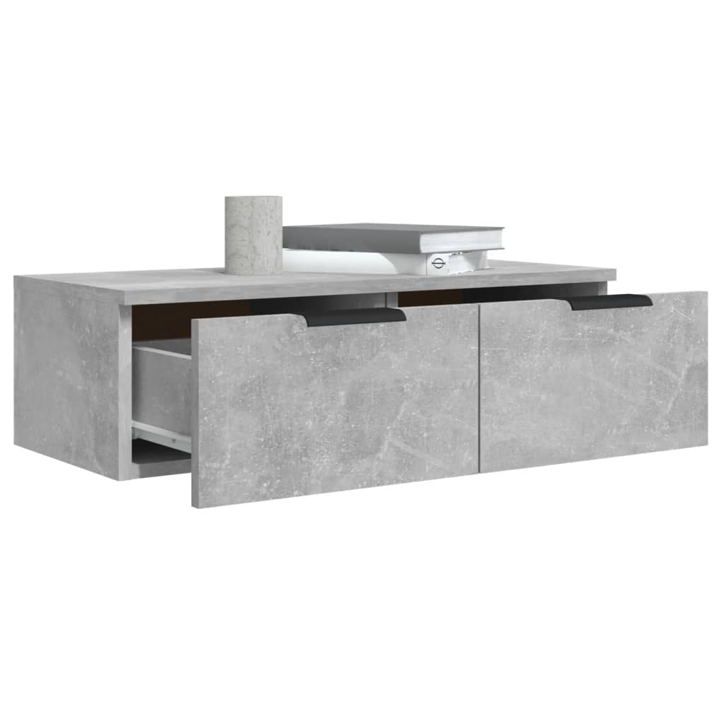 2 db betonszürke szerelt fa fali szekrény 68 x 30 x 20 cm