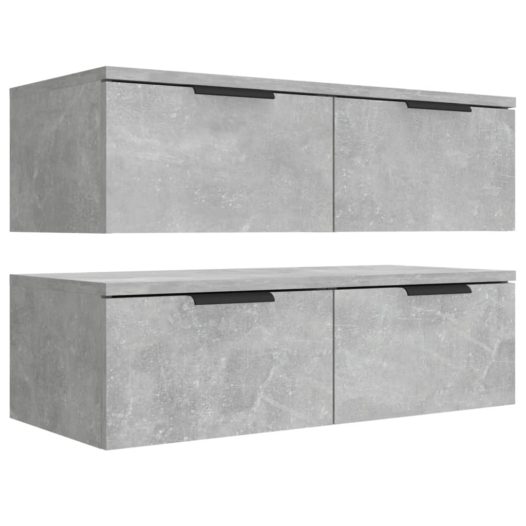 2 db betonszürke szerelt fa fali szekrény 68 x 30 x 20 cm
