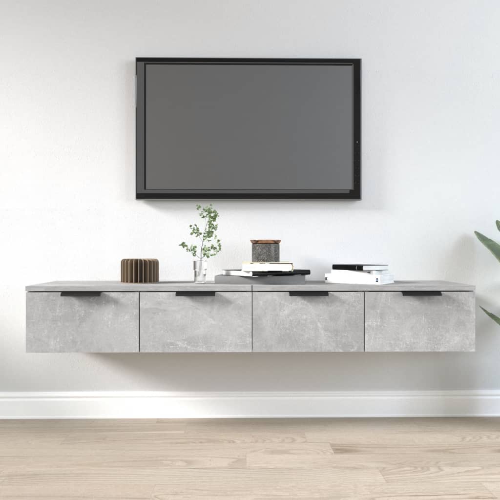 2 db betonszürke szerelt fa fali szekrény 68 x 30 x 20 cm