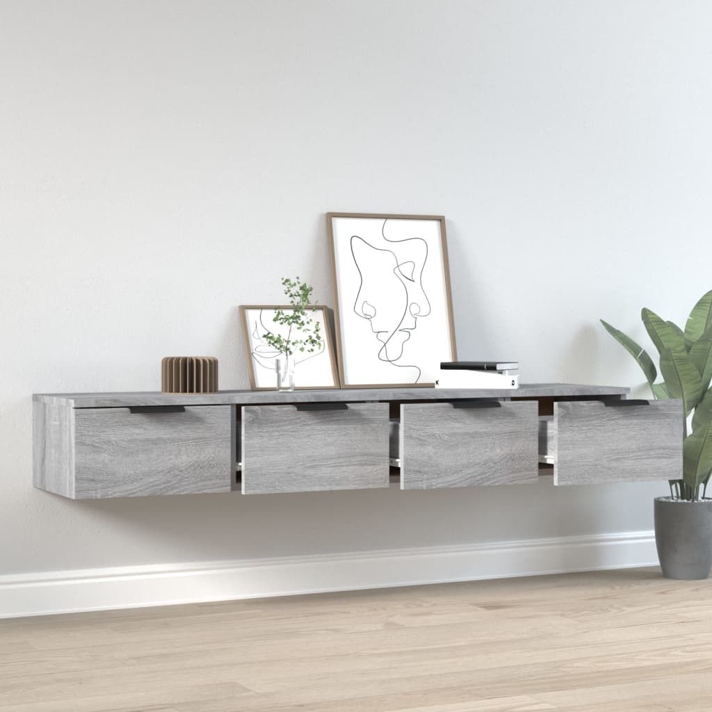 2 db szürke sonoma szerelt fa fali szekrény 68 x 30 x 20 cm