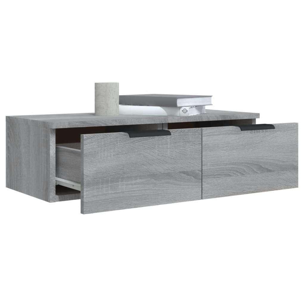 2 db szürke sonoma szerelt fa fali szekrény 68 x 30 x 20 cm