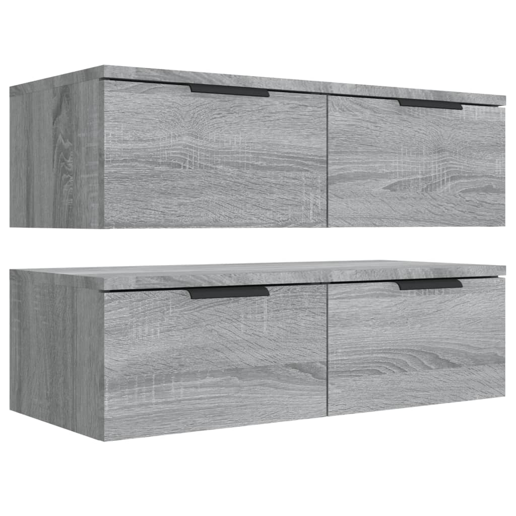 2 db szürke sonoma szerelt fa fali szekrény 68 x 30 x 20 cm