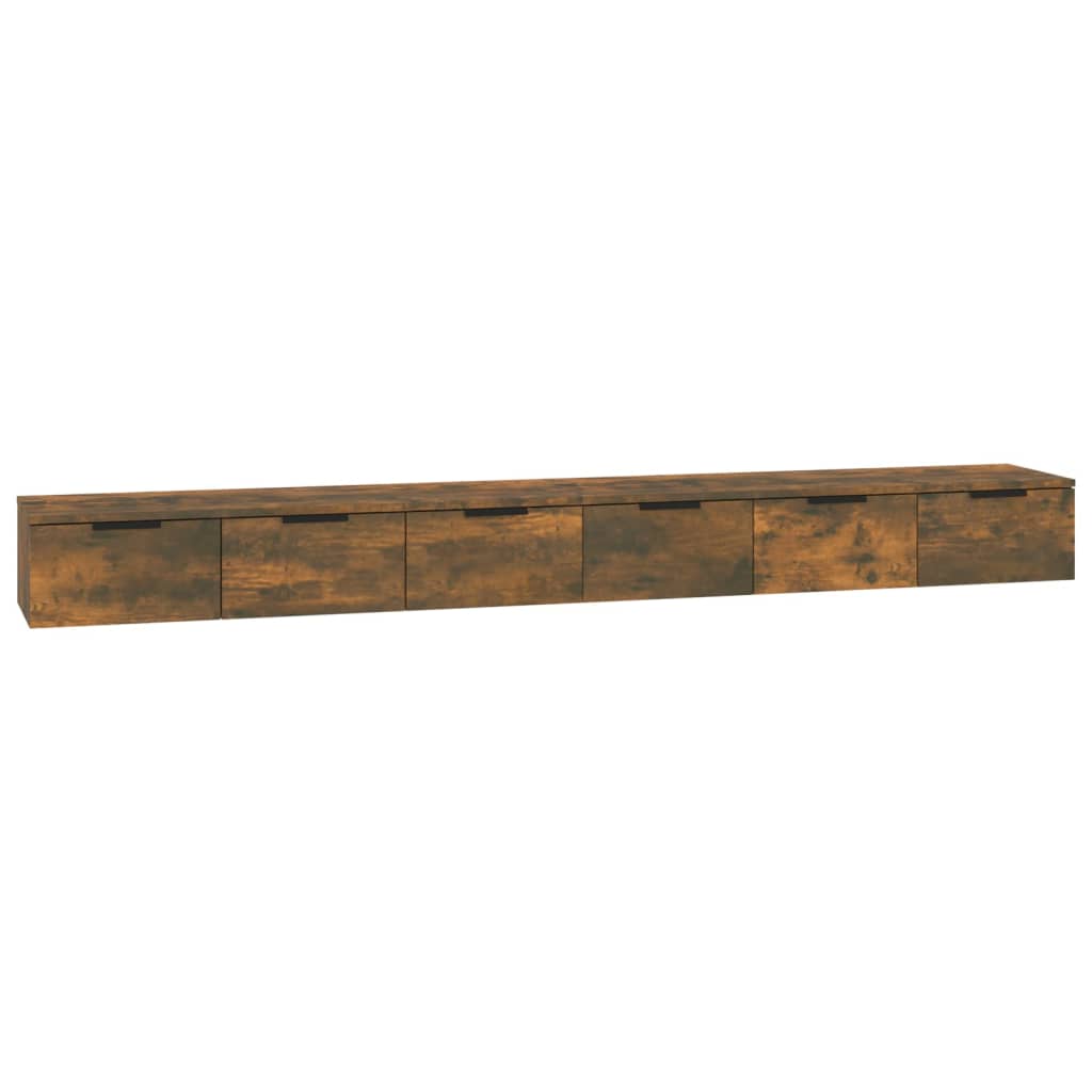 2 db füstös tölgy színű szerelt fa faliszekrény 102x30x20 cm