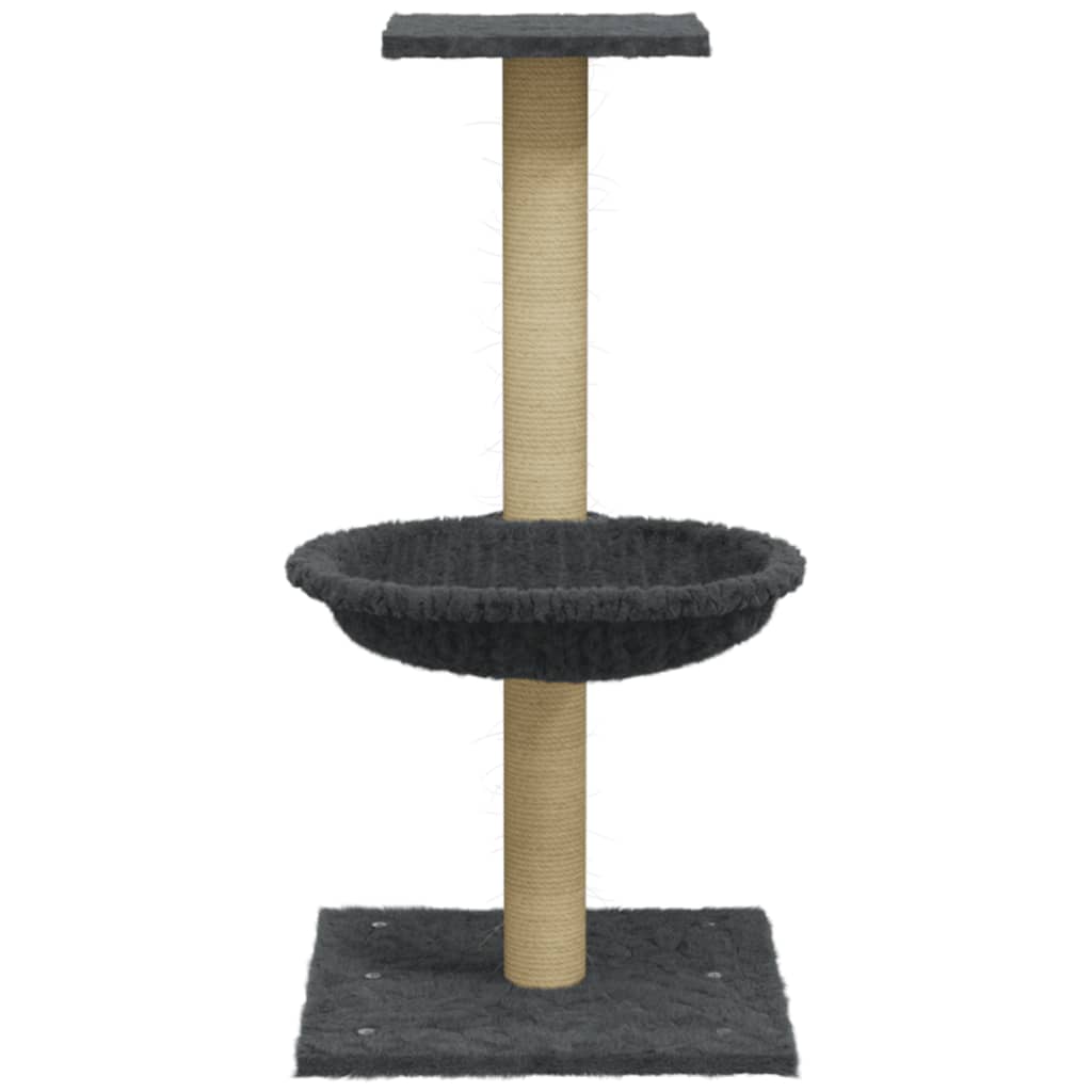 sötétszürke macskabútor szizál kaparófával 74 cm