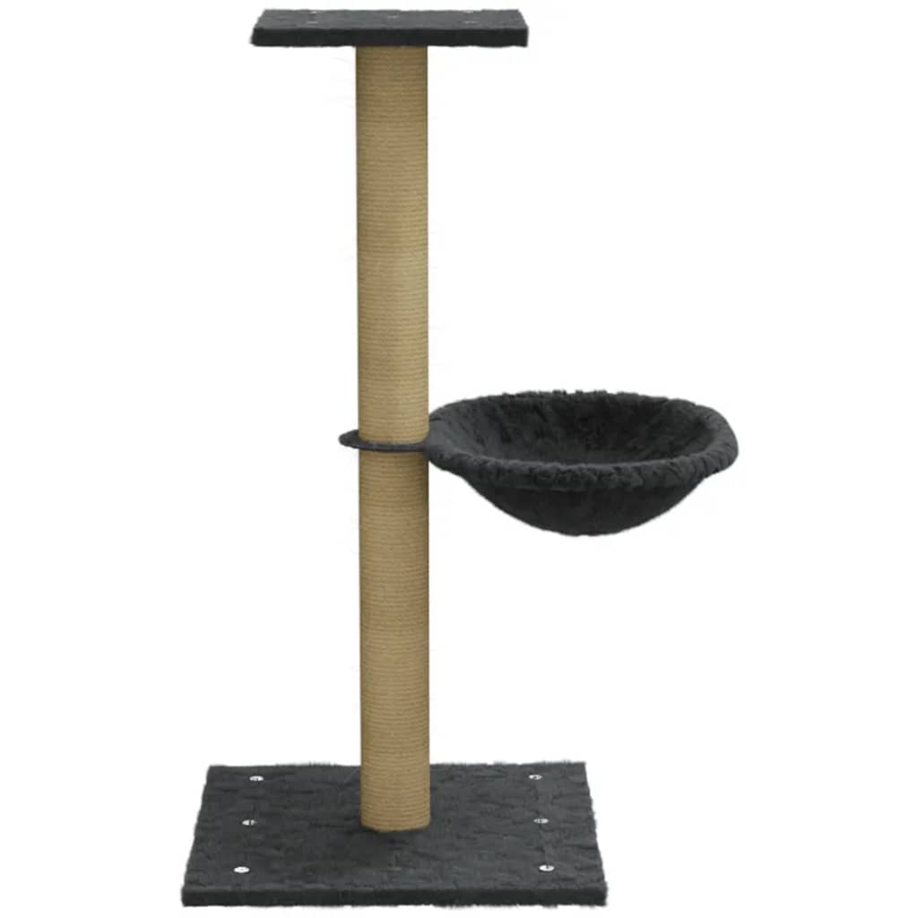 sötétszürke macskabútor szizál kaparófával 74 cm