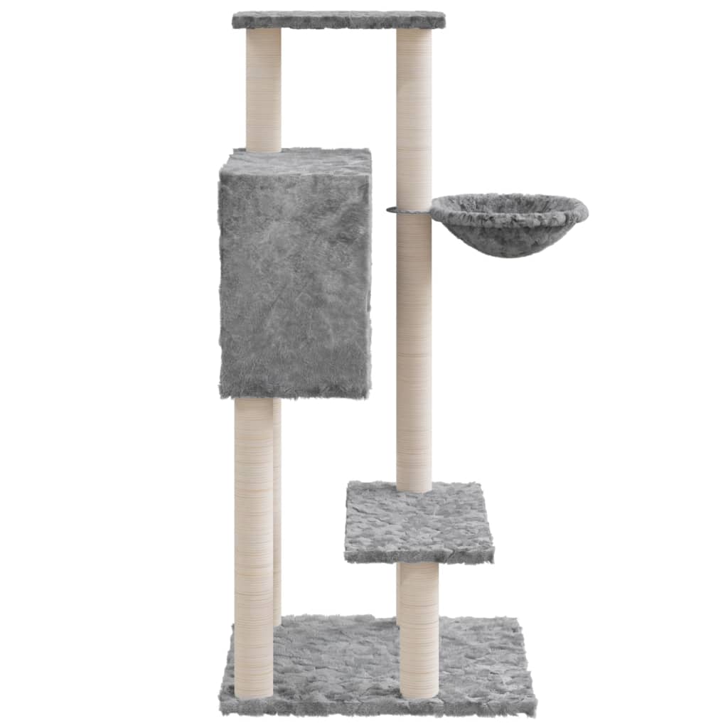 világosszürke macskabútor szizál kaparófákkal 108,5 cm