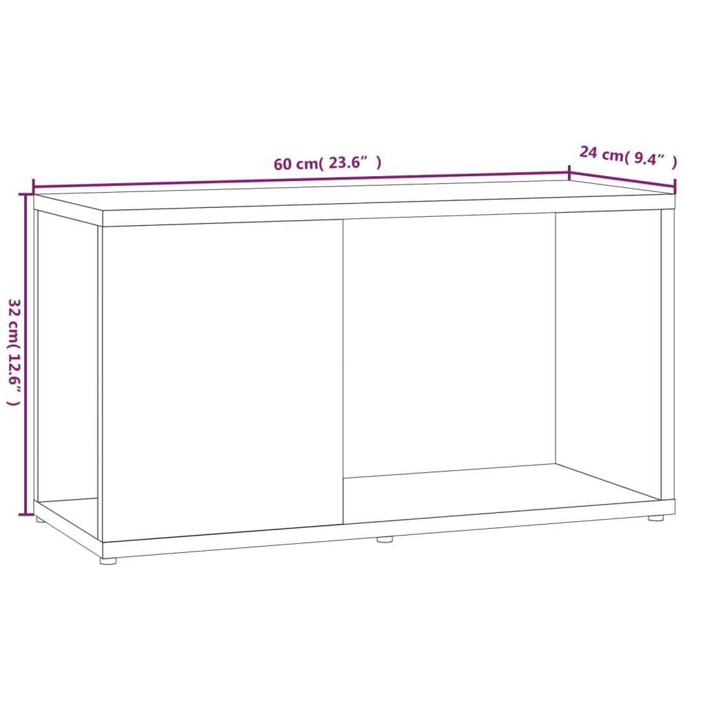 szürke sonoma színű szerelt fa TV-szekrény 60 x 24 x 32 cm