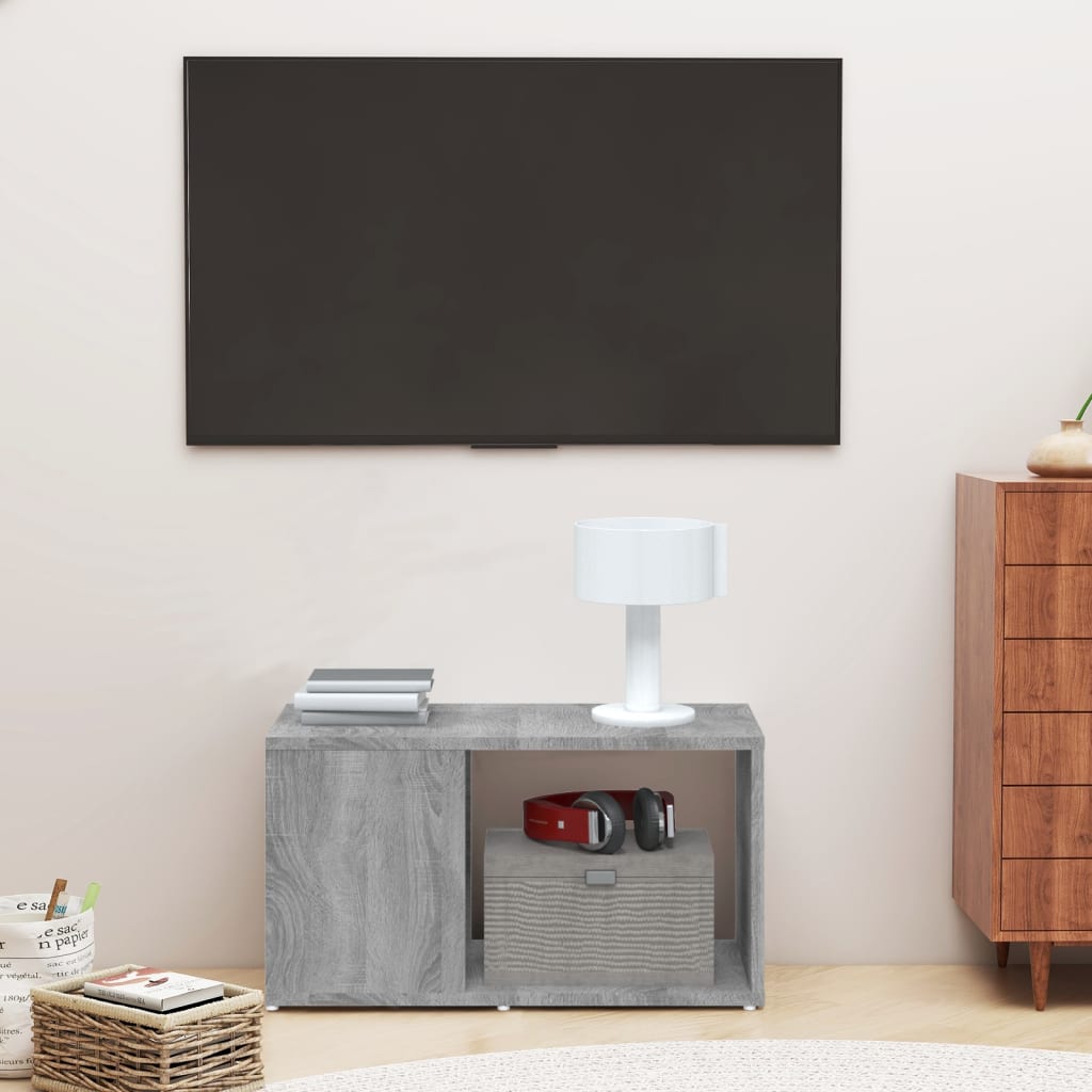 szürke sonoma színű szerelt fa TV-szekrény 60 x 24 x 32 cm