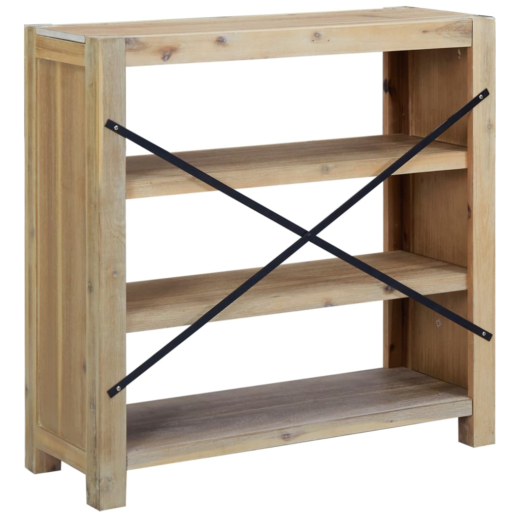 3-szintes tömör akácfa könyvespolc 80 x 30 x 80 cm