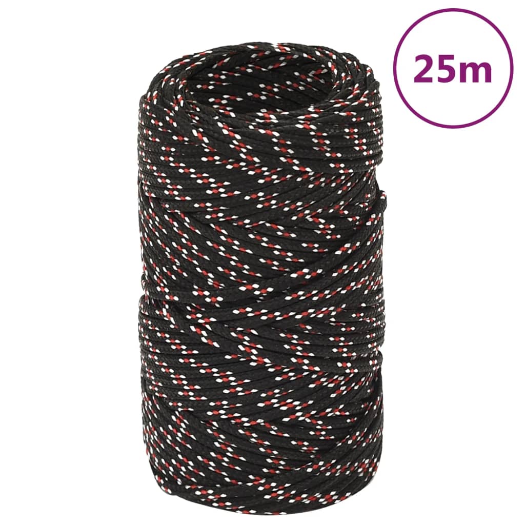 fekete polipropilén hajókötél 2 mm 25 m