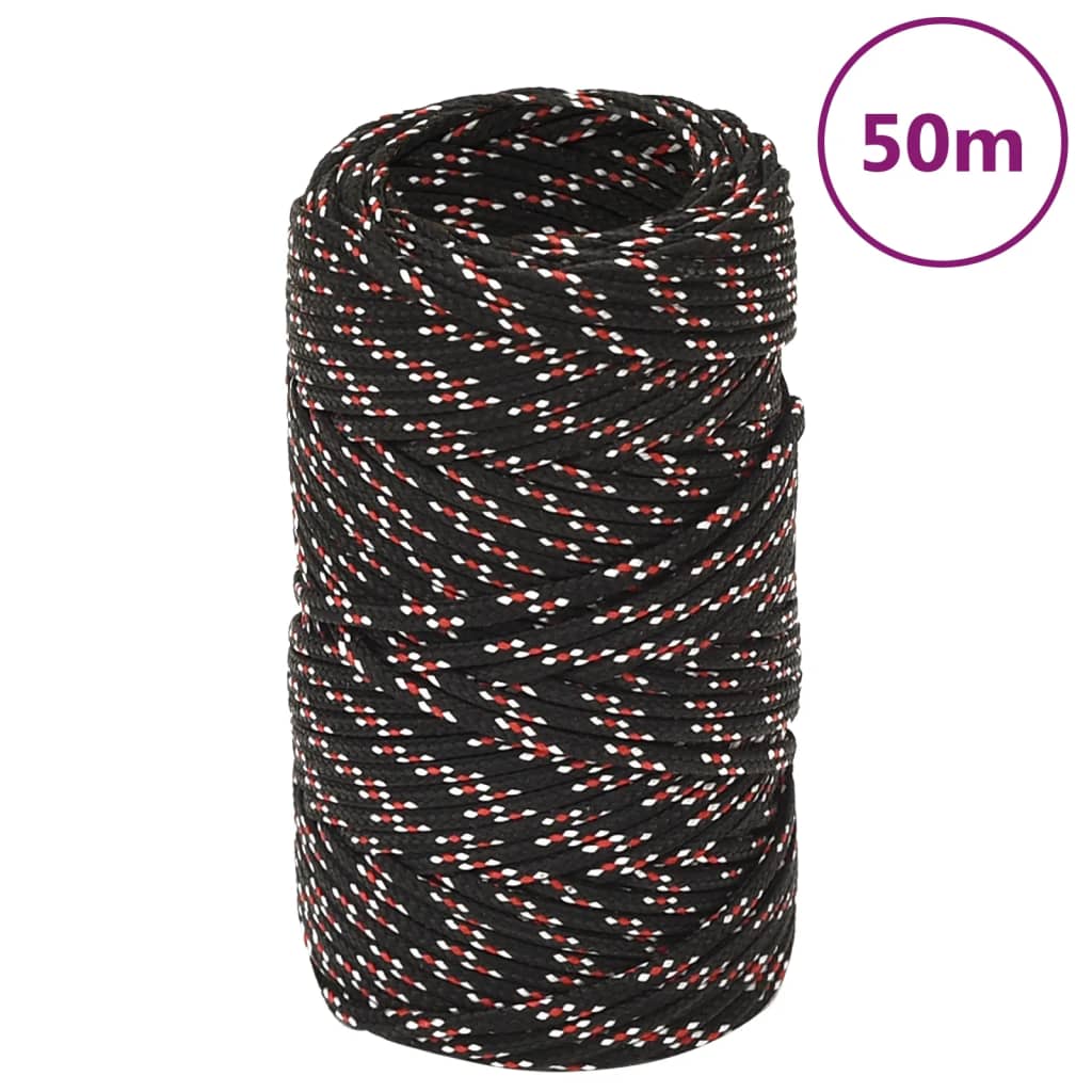 fekete polipropilén hajókötél 2 mm 50 m