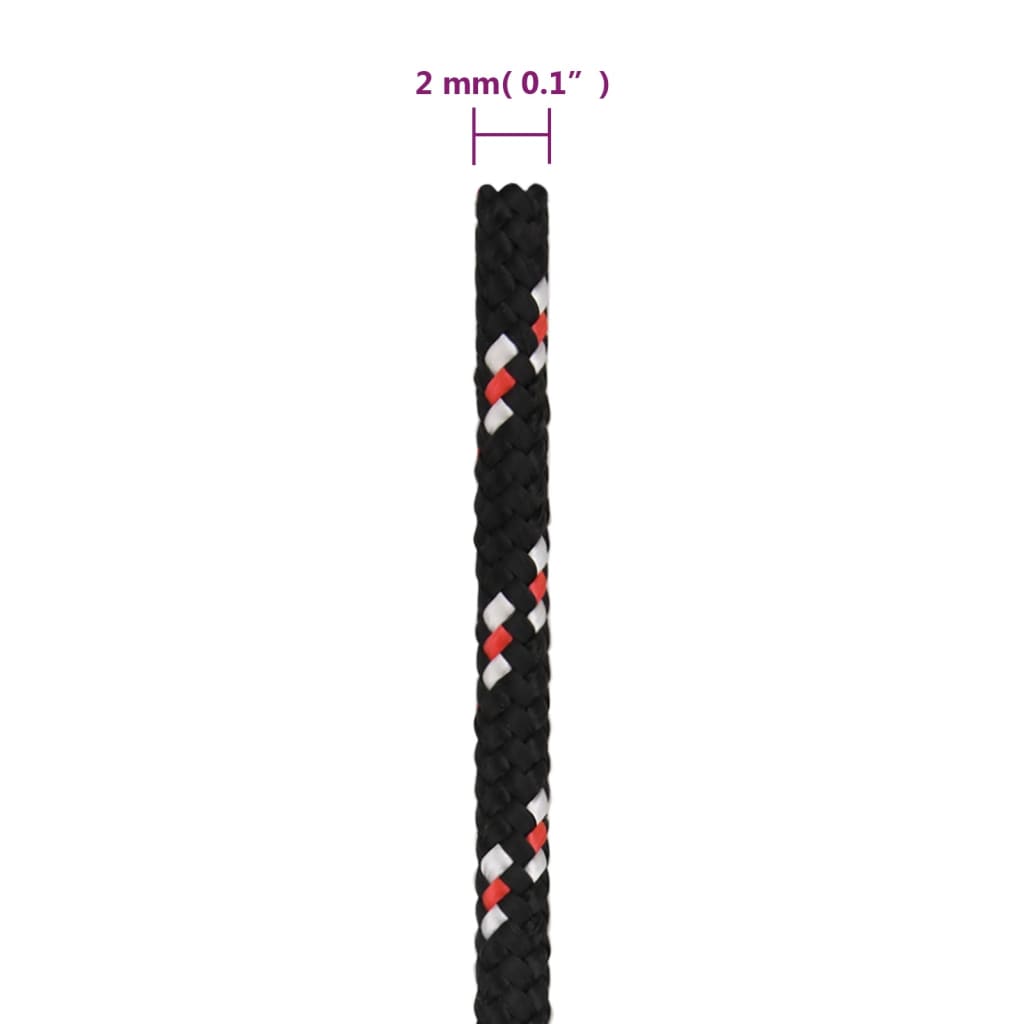 fekete polipropilén hajókötél 2 mm 50 m