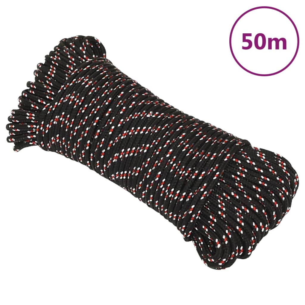 fekete polipropilén hajókötél 3 mm 50 m