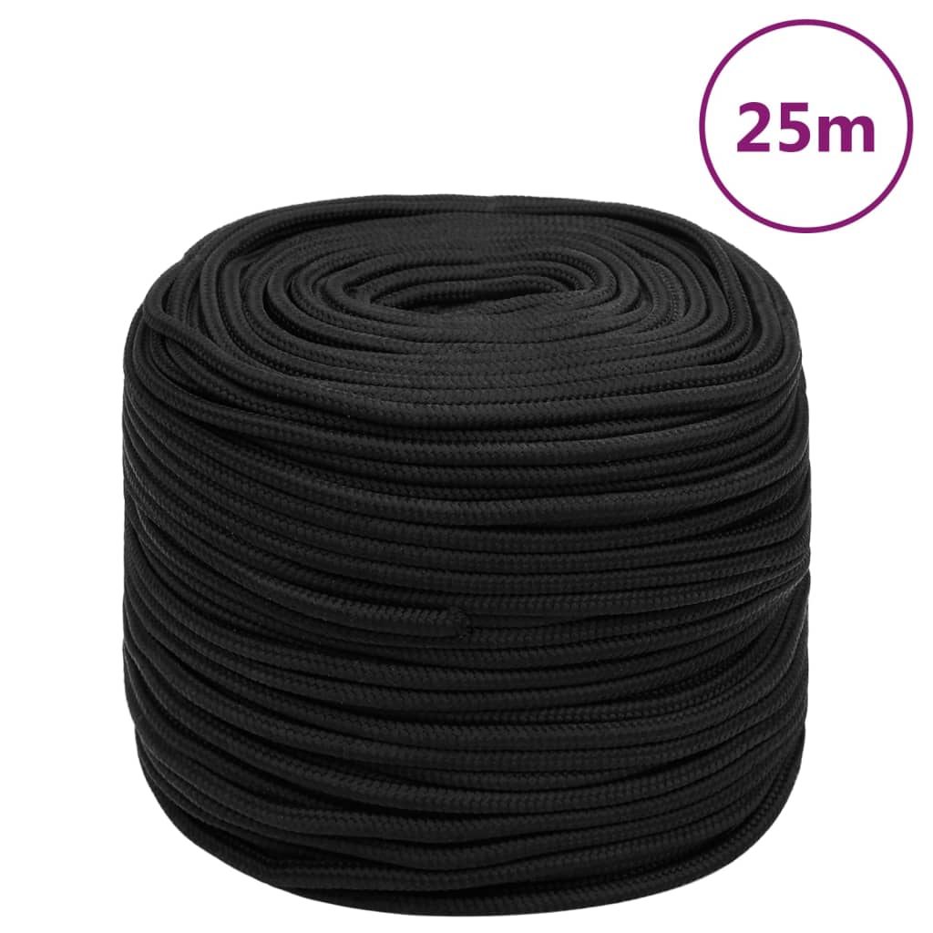 teljesen fekete polipropilén hajókötél 10 mm 25 m