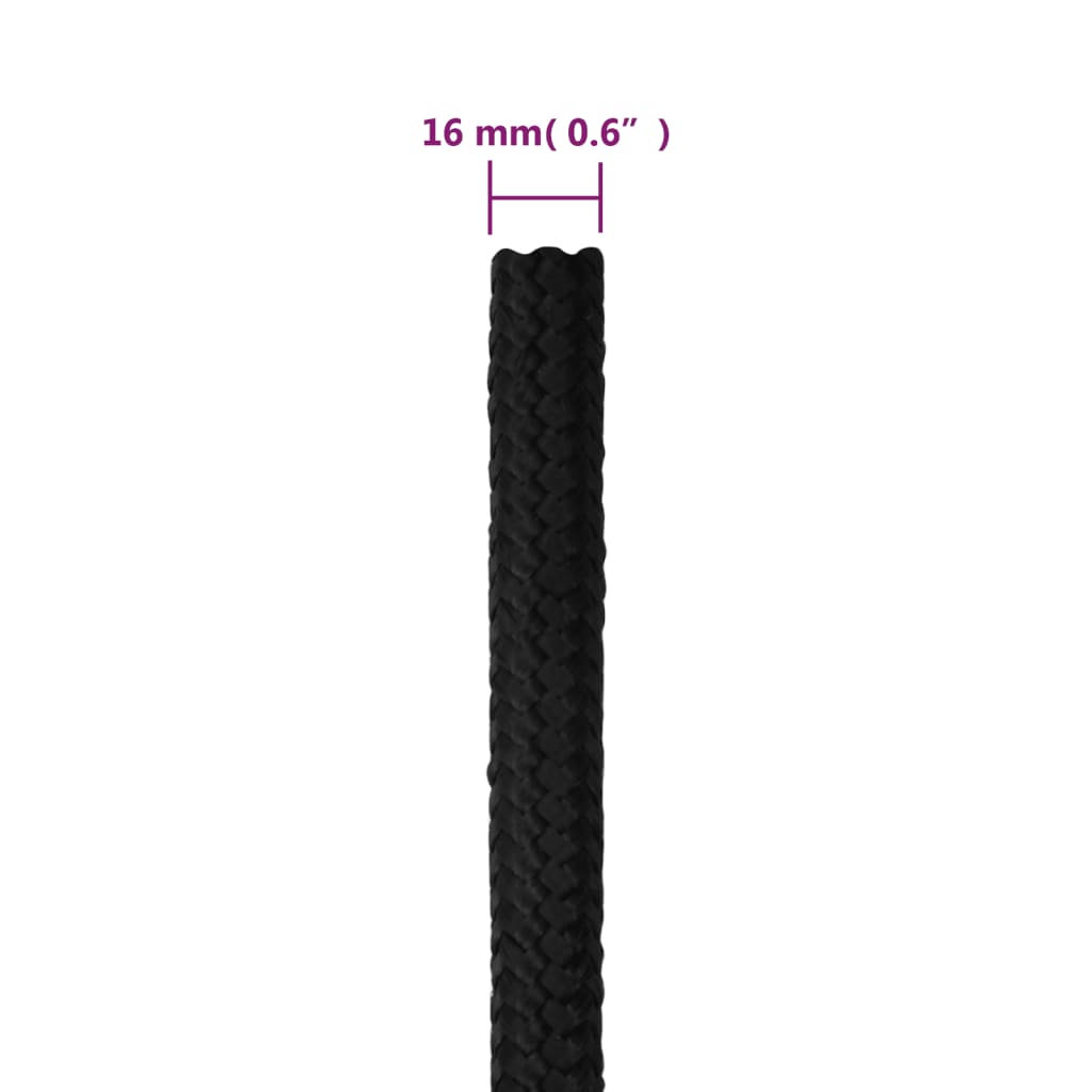 teljesen fekete polipropilén hajókötél 16 mm 50 m